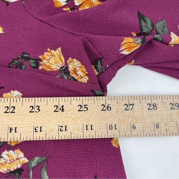 ANA A New Approach Blouse Womens 2X Pink Wine Floral Vneck - Picture 5 of 8